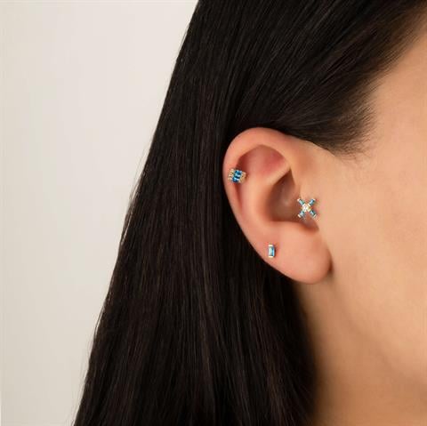 Dianora Piercing-14 Ayar Altın Aqua Taşlı Minimal Tragus Piercing-Tragus Piercing-4-milagron.live