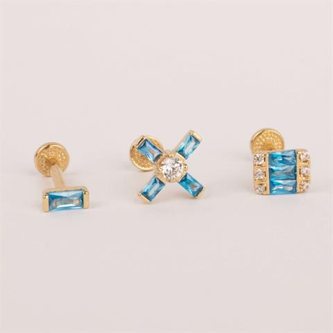 Dianora Piercing-14 Ayar Altın Aqua Taşlı Minimal Tragus Piercing-Tragus Piercing-6-milagron.live