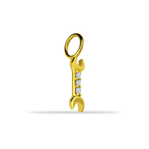 14 Ayar Altın İngiliz Anahtarı Motifli Minimal Charm