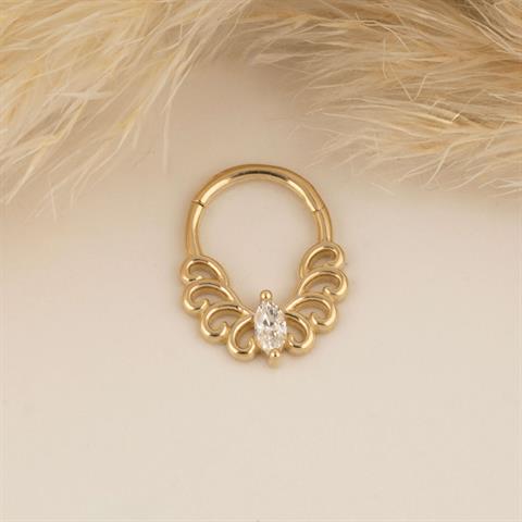 14 Ayar Altın Melek Minimal Halka Piercing