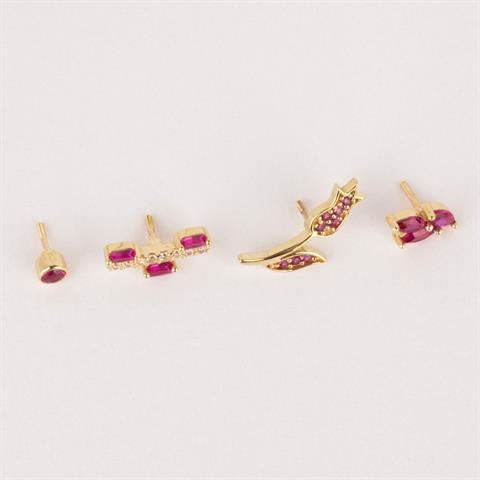 Dianora Piercing-14 Ayar Altın Pembe Taşlı Çiçek Minimal Tragus Piercing-Tragus Piercing-7-milagron.live