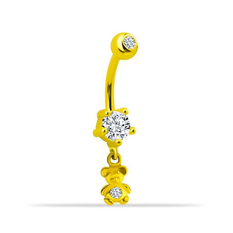 14 Ayar Altın Taşlı Ayıcık Sallantılı Göbek Piercing