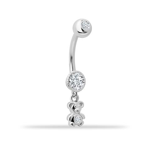 14 Ayar Altın Taşlı Ayıcık Sallantılı Göbek Piercing