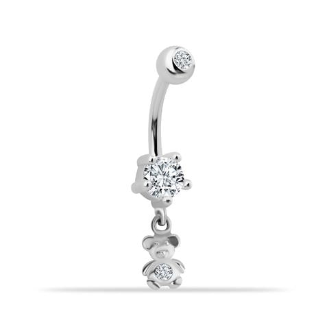 14 Ayar Altın Taşlı Ayıcık Sallantılı Göbek Piercing