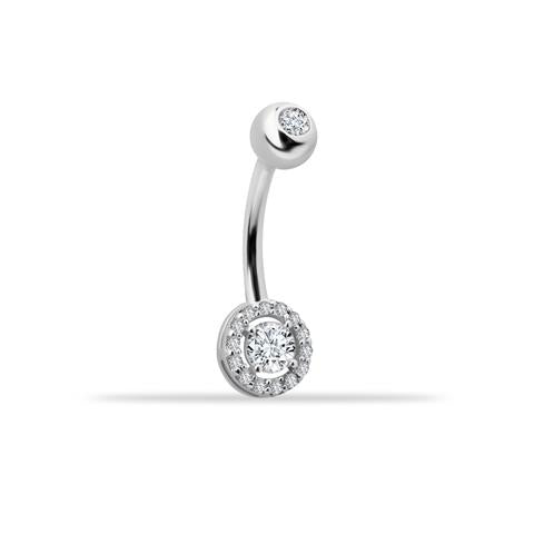 14 Ayar Altın Taşlı Daire Motifli Göbek Piercing - 4
