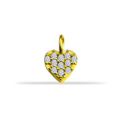 14 Ayar Altın Taşlı Kalp Motifli Minimal Charm