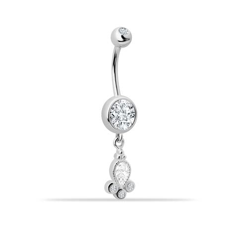 14 Ayar Altın Taşlı Sallantılı Gösterişli Göbek Piercing