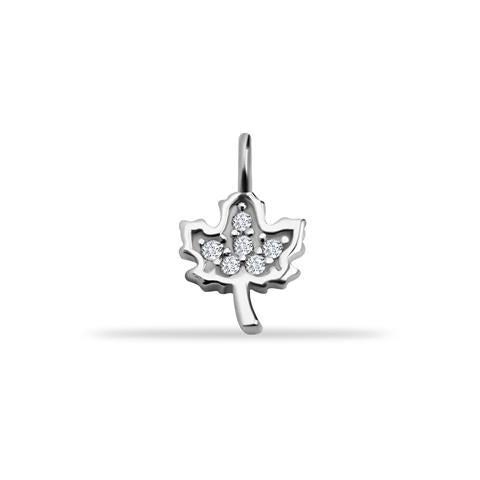 14 Ayar Altın Taşlı Yaprak Motifli Minimal Charm