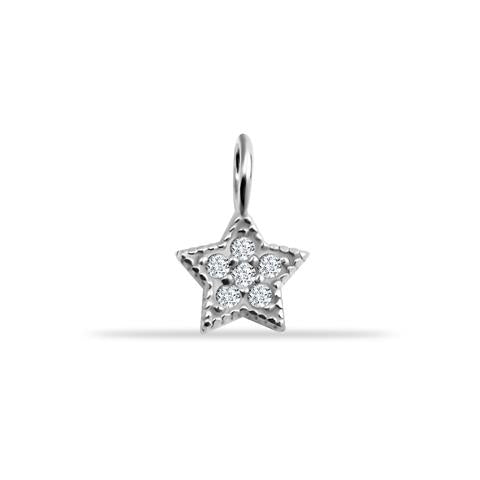 14 Ayar Altın Taşlı Yıldız Motifli Minimal Charm