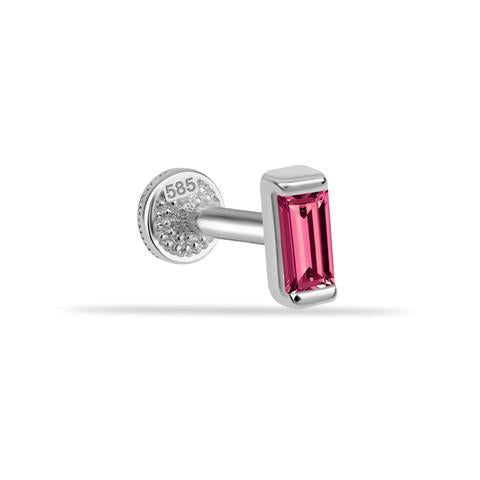 Dianora Piercing-14 Ayar Altın Tek Pembe Taşlı Minimal Tragus Piercing-Tragus Piercing-3-milagron.live