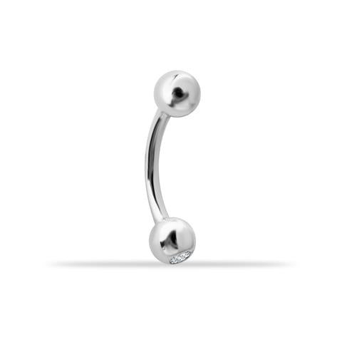 14 Ayar Altın Tek Tarafı Taşlı Top Göbek Piercing