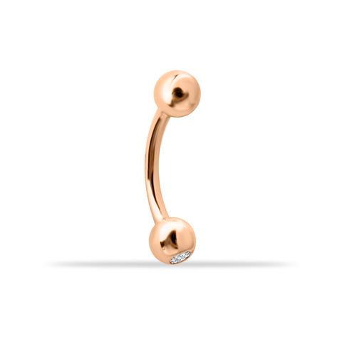 14 Ayar Altın Tek Tarafı Taşlı Top Göbek Piercing
