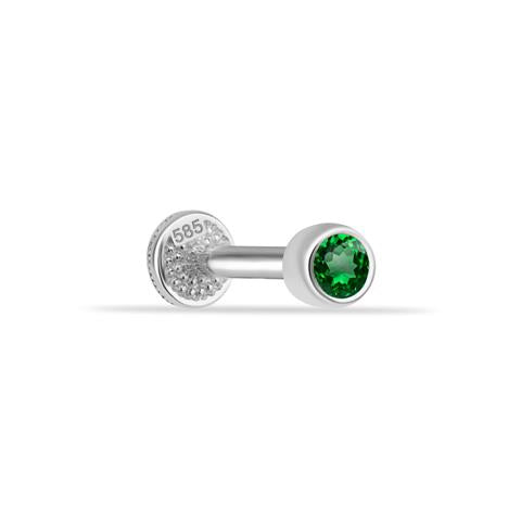 Dianora Piercing-14 Ayar Altın Yeşil Tektaşlı Minimal Tragus Piercing-Tragus Piercing-3-milagron.live