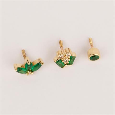 Dianora Piercing-14 Ayar Altın Yeşil Tektaşlı Minimal Tragus Piercing-Tragus Piercing-7-milagron.live