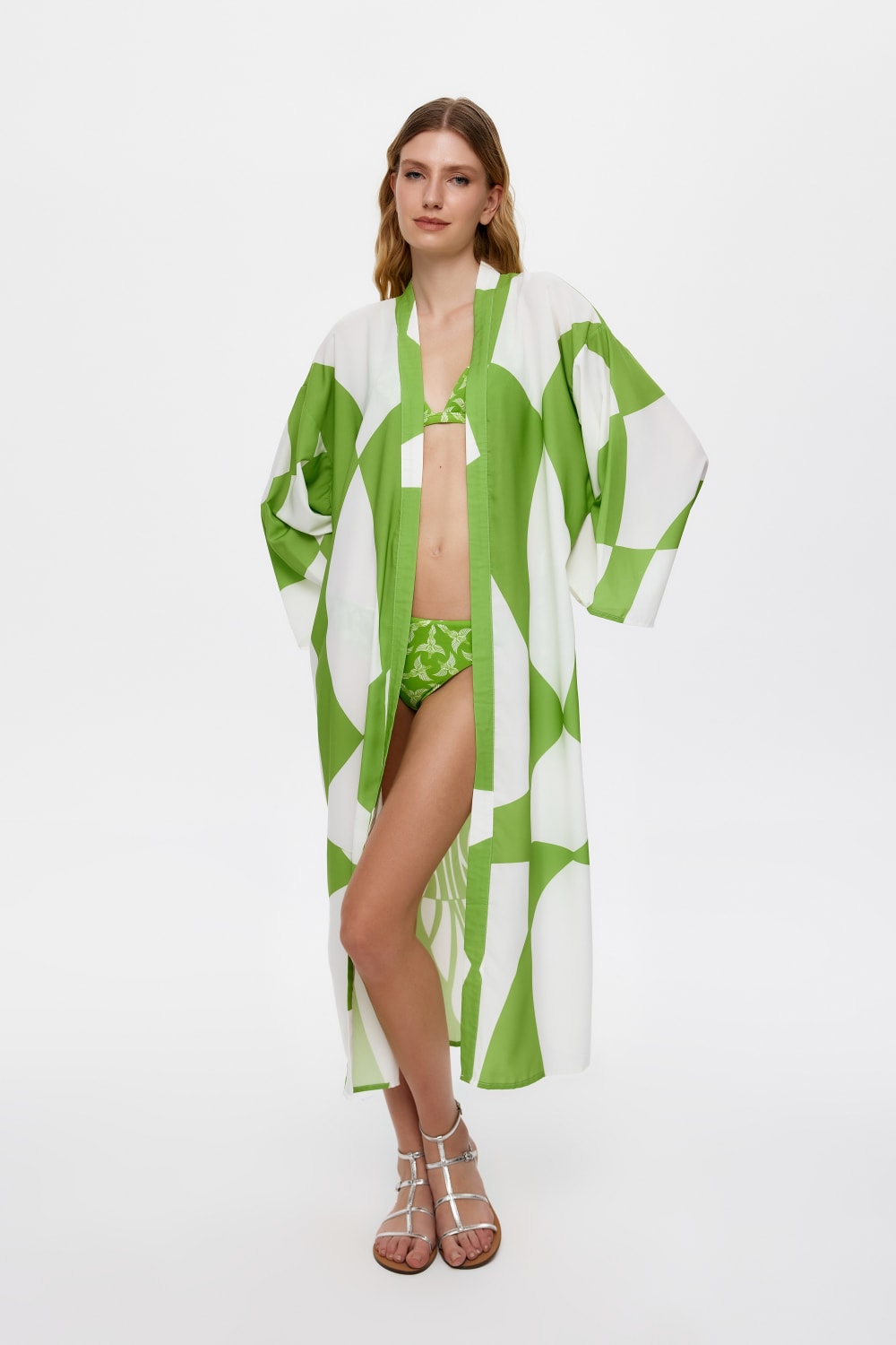 Eliphe-Sireng Yeşil Maxi Kimono-Kimono-1-milagron.live