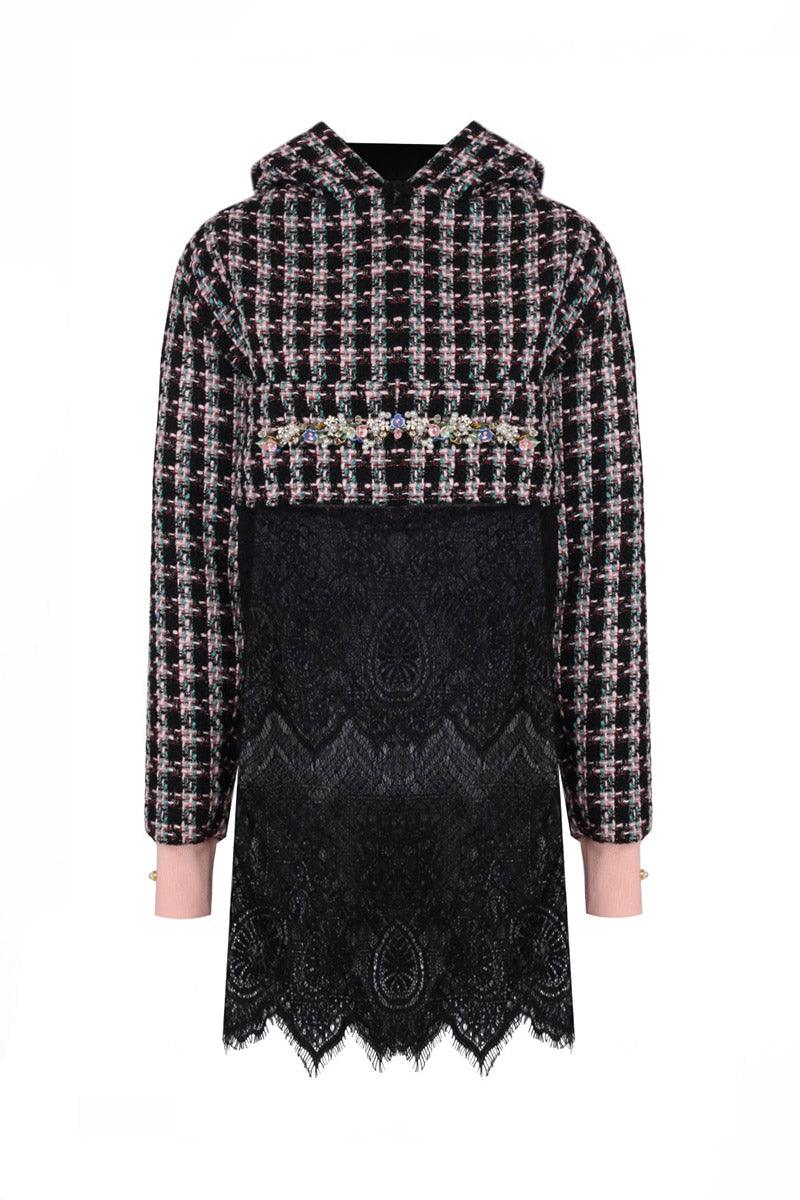 Eudoimonia-Mary Of Magdalene- Tweed Sweatshirt Crop-Sweatshirts & Hoodies-1-milagron.live
