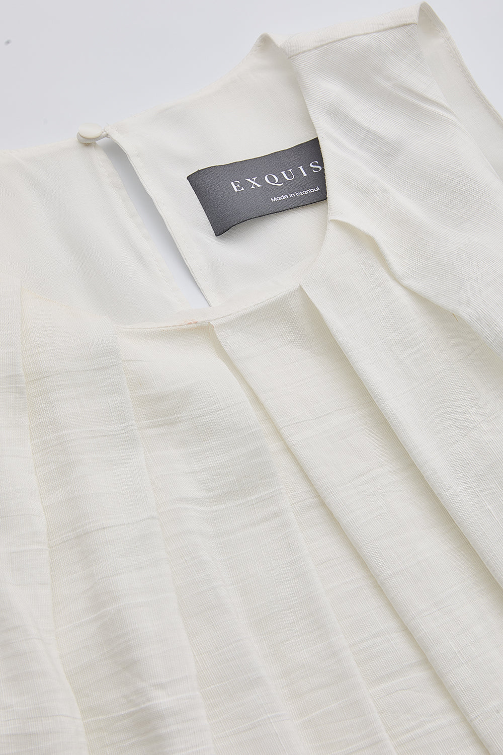 Halter Yaka Regular Keten Karışımlı Midi Regular Çok Renkli Elbise