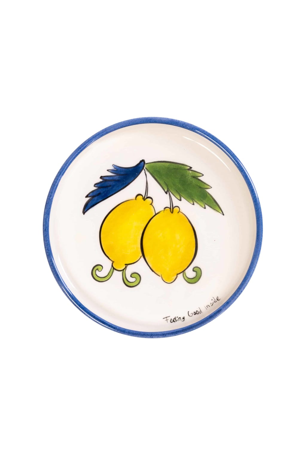 Feeling Good Inside-Sorrento Lemon Collection Handmade Seramik Mavi Mini Tabak-Tabak & Kase-1-milagron.live