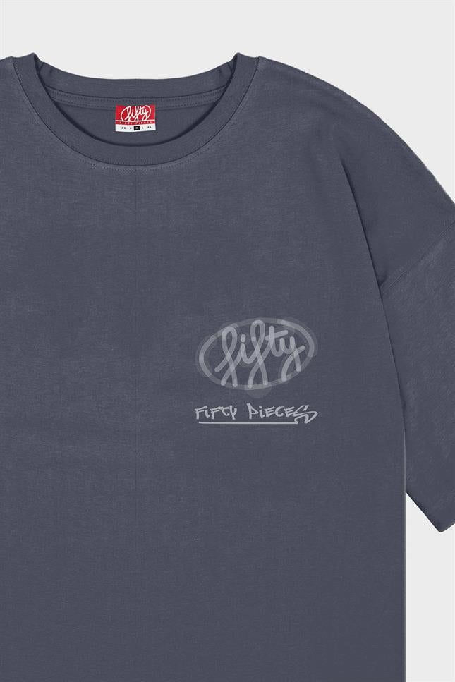 Fifty Pieces-Antrasit Oversize Asit Yıkamalı T-Shirt-T-Shirts-4-milagron.live