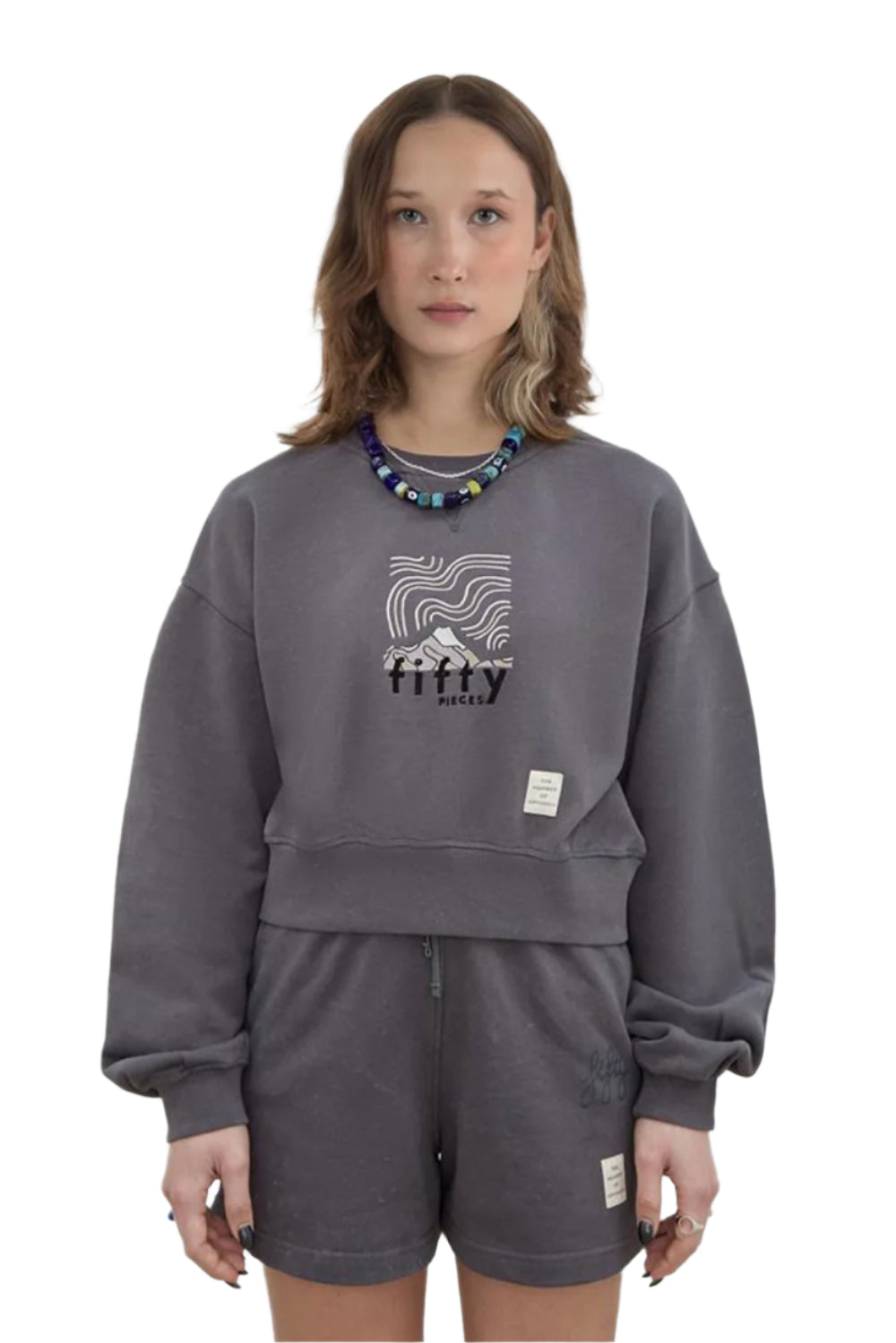 Fifty Pieces-Antrasit Yıkamalı Loose Fit Sweatshirt-Sweatshirts & Hoodies-1-milagron.live