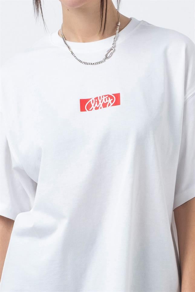 Fifty Pieces-Beyaz Oversize Sırt Baskılı T-Shirt-T-Shirts-3-milagron.live