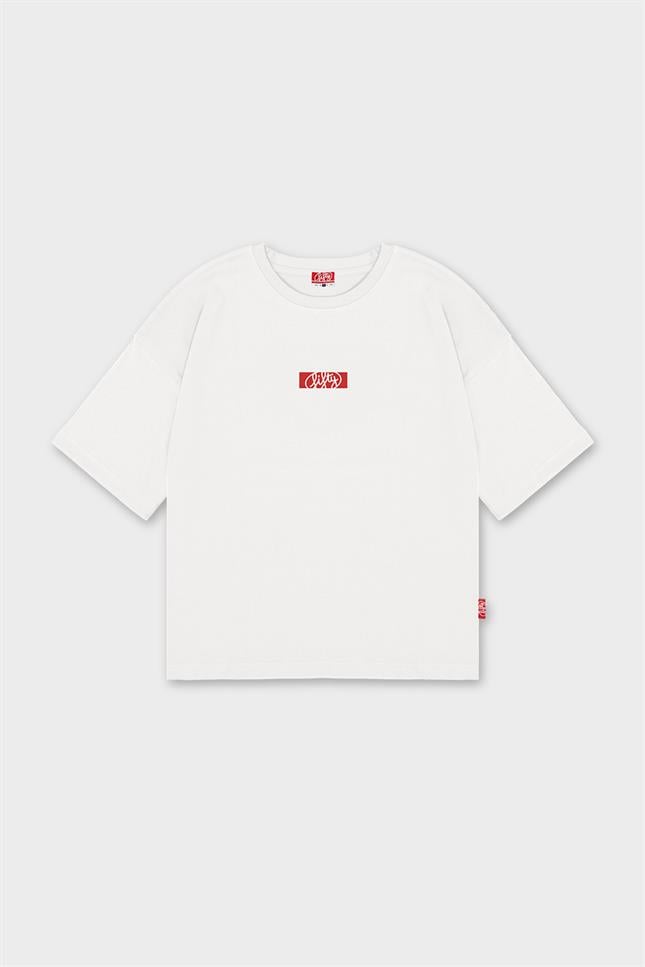 Fifty Pieces-Beyaz Oversize Sırt Baskılı T-Shirt-T-Shirts-5-milagron.live