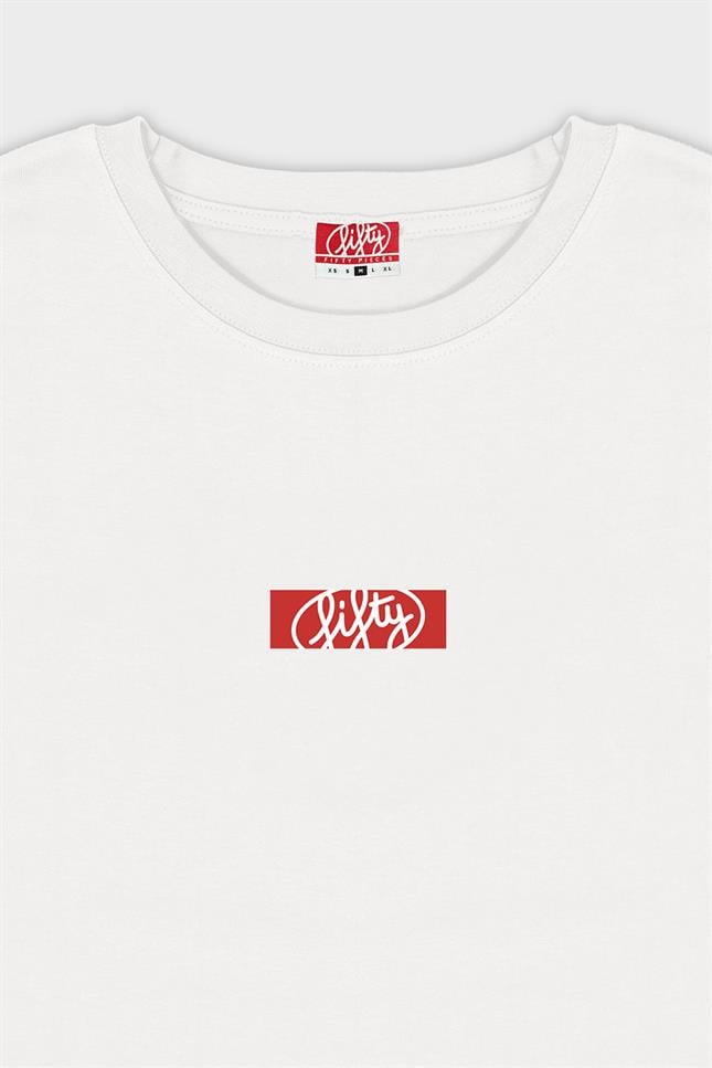 Fifty Pieces-Beyaz Oversize Sırt Baskılı T-Shirt-T-Shirts-6-milagron.live