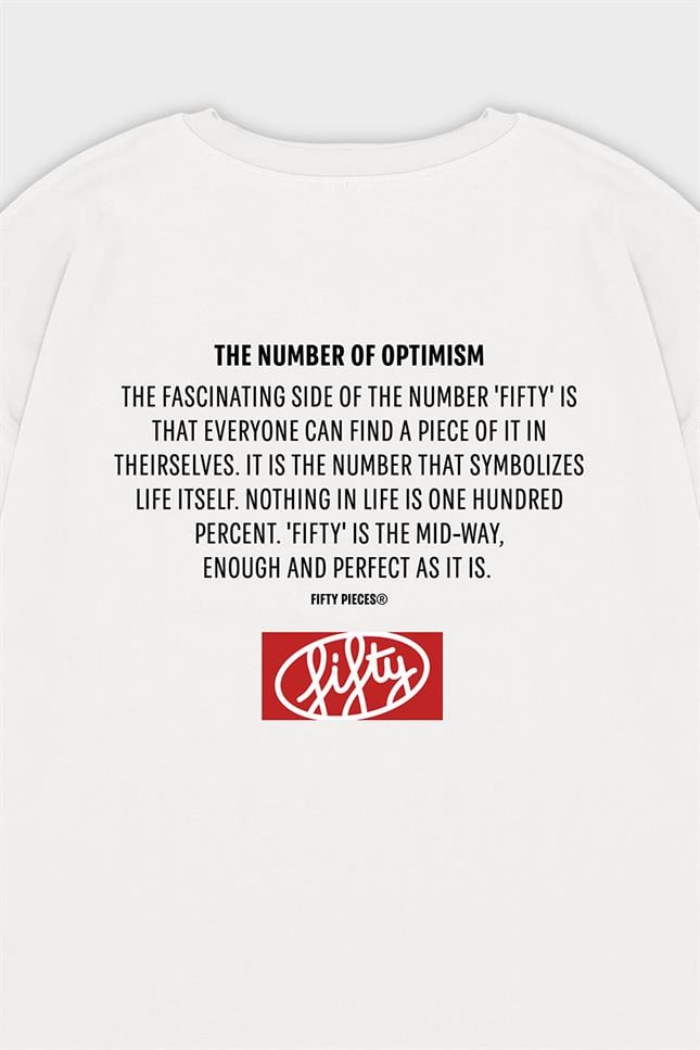 Fifty Pieces-Beyaz Oversize Sırt Baskılı T-Shirt-T-Shirts-8-milagron.live