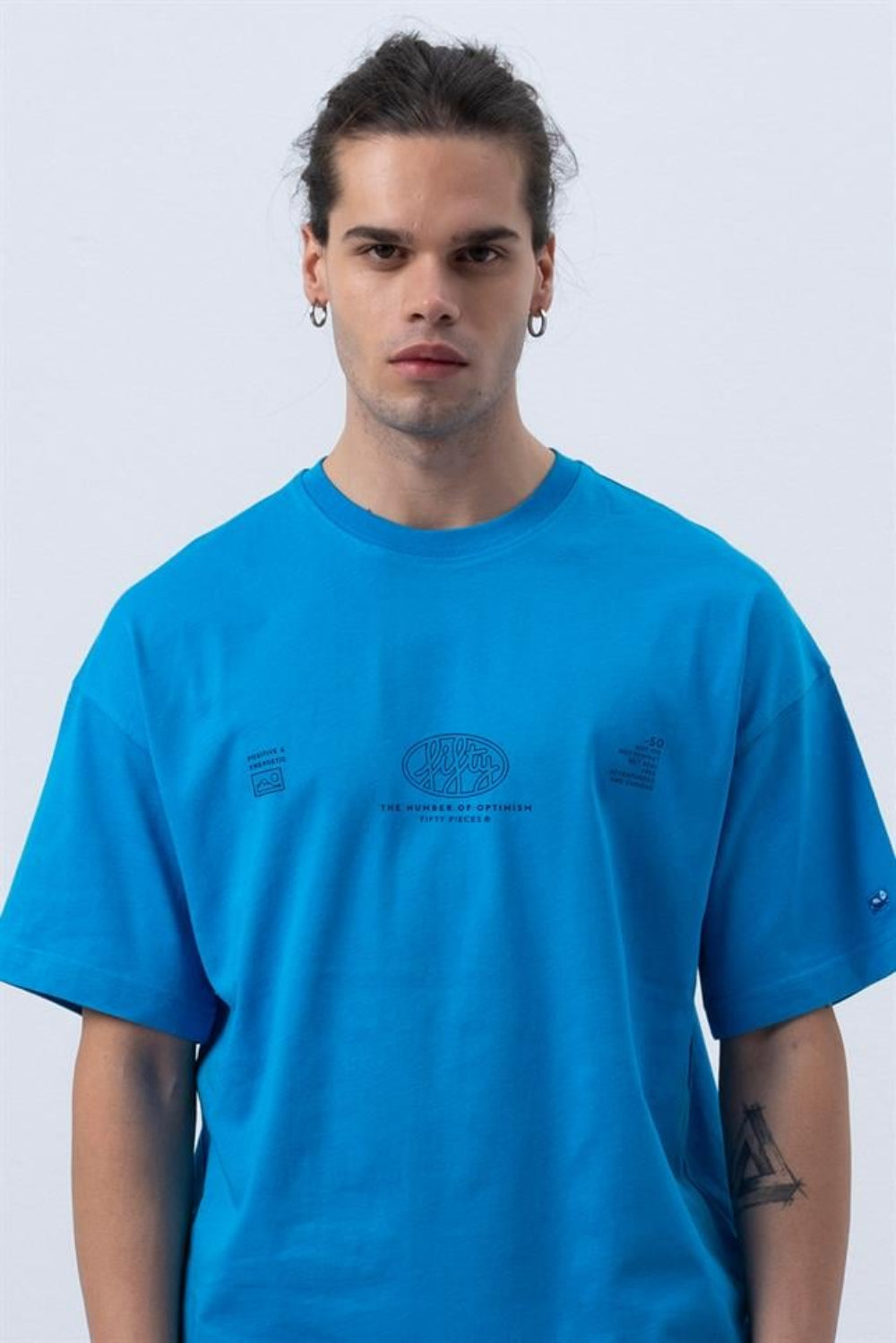 Fifty Pieces-Canlı Mavi Core Düşük Omuzlu T-Shirt-T-Shirts-1-milagron.live