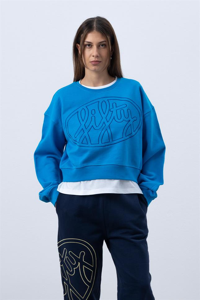 Fifty Pieces-Canlı Mavi Core Mid Length Sweatshirt-Sweatshirts & Hoodies-2-milagron.live