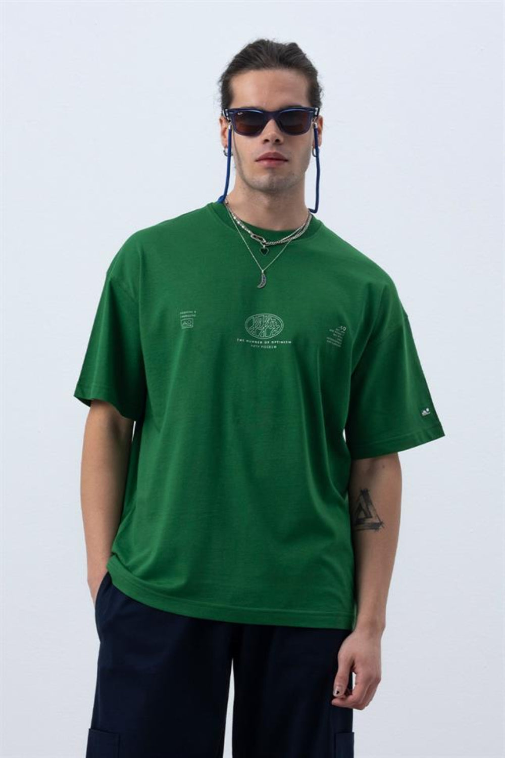 Fifty Pieces-Canlı Yeşil Core Düşük Omuzlu T-Shirt-T-Shirts-1-milagron.live