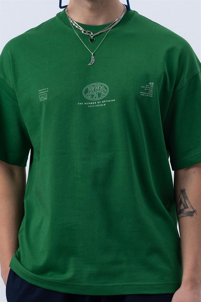 Fifty Pieces-Canlı Yeşil Core Düşük Omuzlu T-Shirt-T-Shirts-4-milagron.live