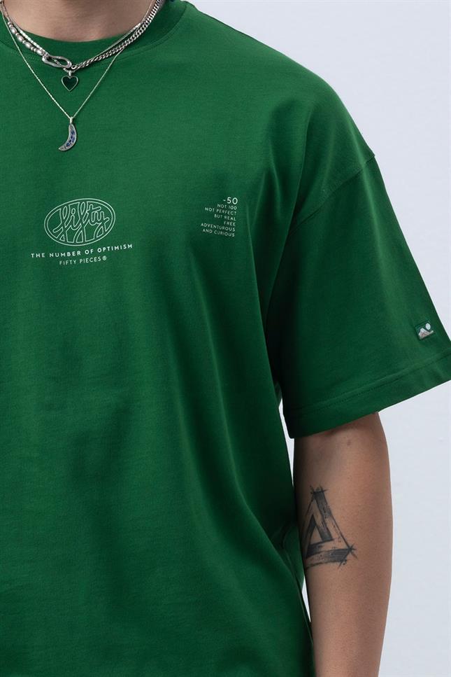 Fifty Pieces-Canlı Yeşil Core Düşük Omuzlu T-Shirt-T-Shirts-9-milagron.live
