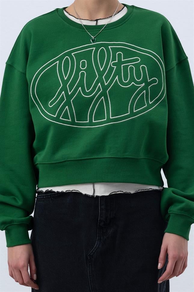 Fifty Pieces-Canlı Yeşil Core Mid Length Sweatshirt-Sweatshirts & Hoodies-3-milagron.live