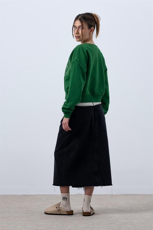Fifty Pieces-Canlı Yeşil Core Mid Length Sweatshirt-Sweatshirts & Hoodies-6-milagron.live