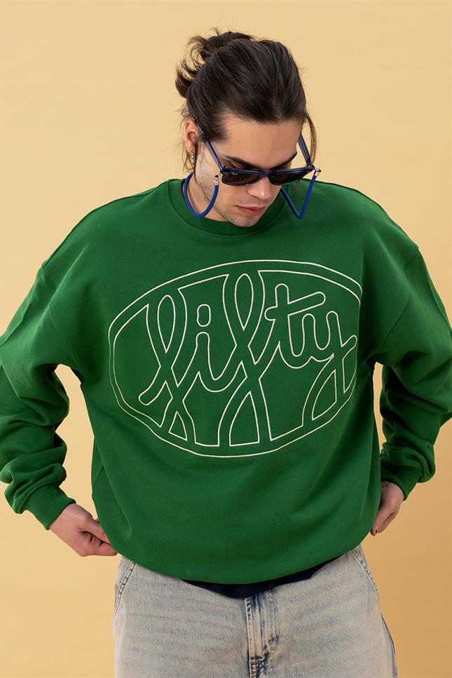Fifty Pieces-Canlı Yeşil Core Oversize Sweatshirt-Sweatshirts & Hoodies-2-milagron.live