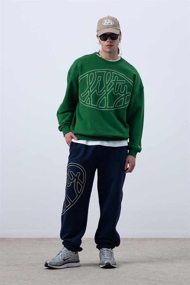Fifty Pieces-Canlı Yeşil Core Oversize Sweatshirt-Sweatshirts & Hoodies-4-milagron.live
