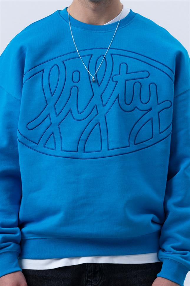Erkek Canlı Mavi Core Oversize Sweatshirt
