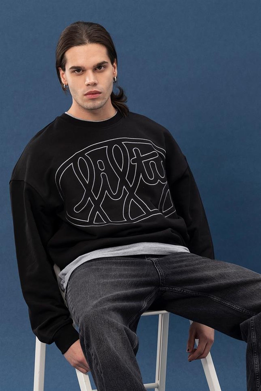 Fifty Pieces-Erkek Siyah Core Oversize Sweatshirt-Sweatshirts & Hoodies-2-milagron.live
