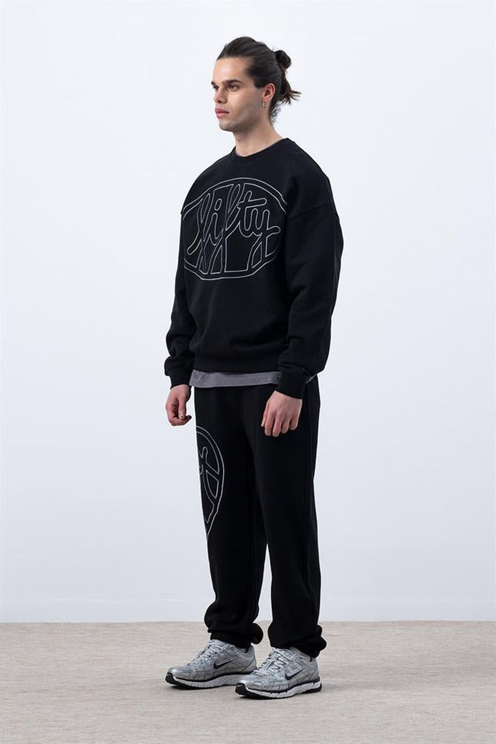 Fifty Pieces-Erkek Siyah Core Oversize Sweatshirt-Sweatshirts & Hoodies-6-milagron.live