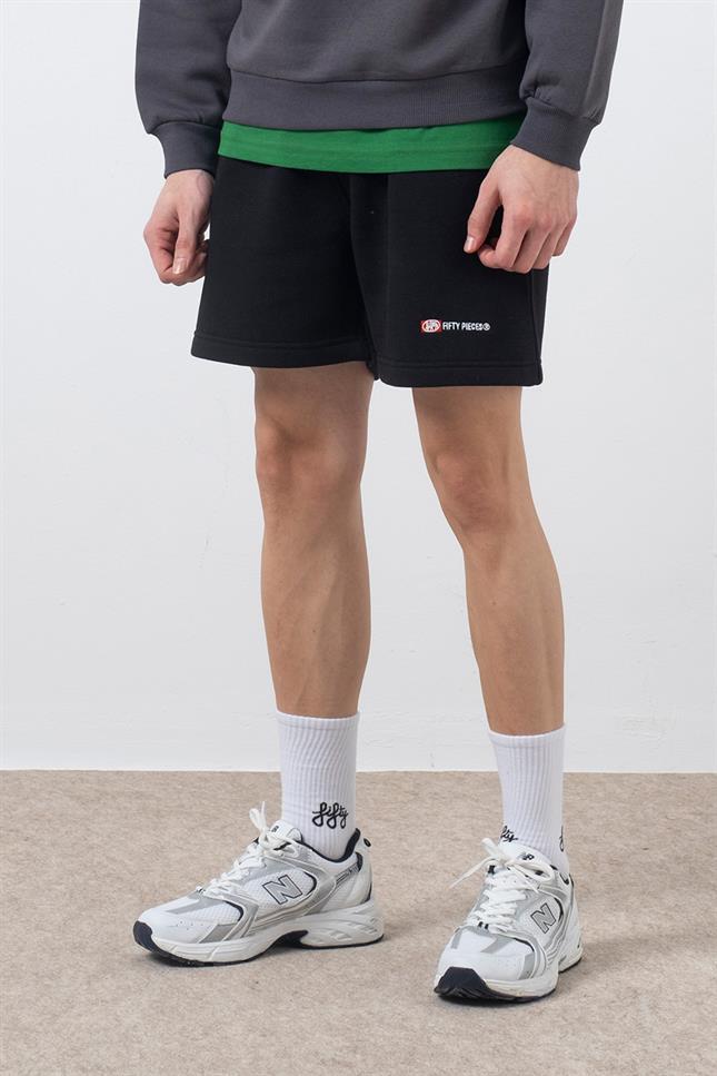 Erkek Siyah Loose Fit Jogger Şort