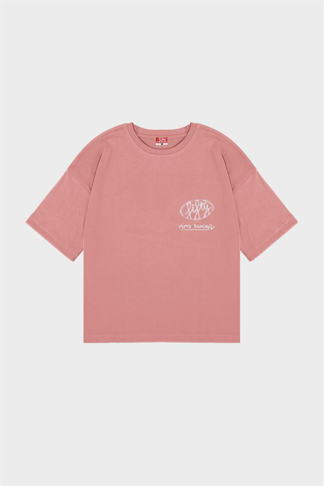 Fifty Pieces-Gül Kurusu Oversize Asit Yıkamalı T-Shirt-T-Shirts-5-milagron.live