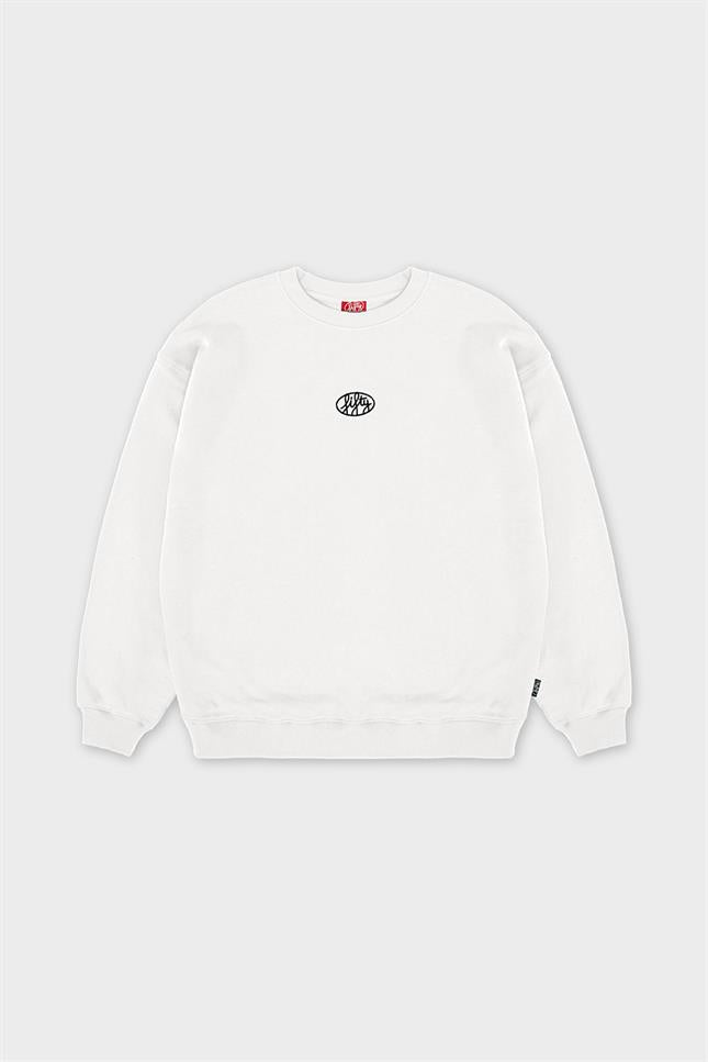 Kadın Beyaz Oversize Sırt Baskılı Sweatshirt