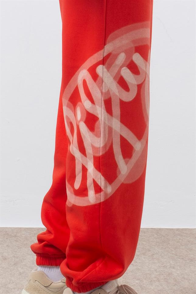 Kadın Kırmızı Loose Fit Jogger Pantolon