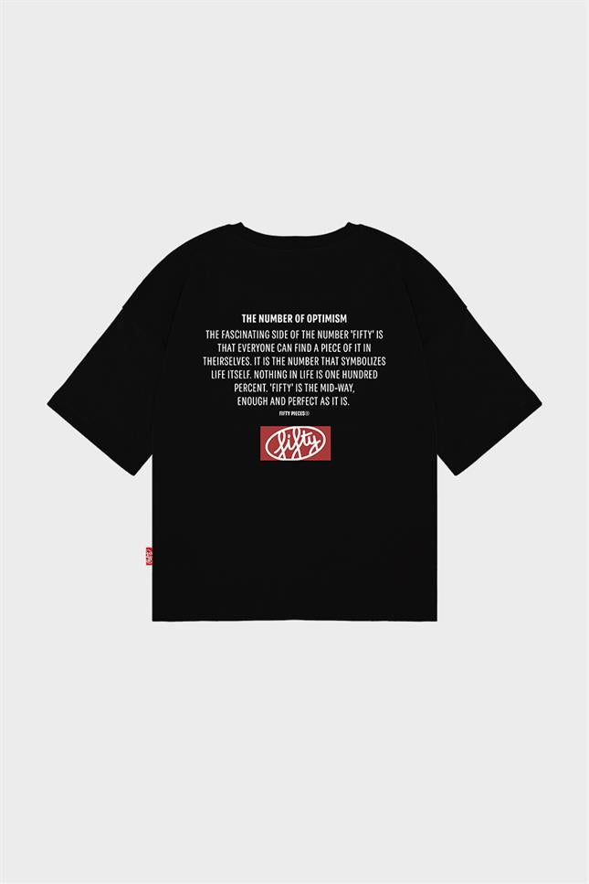 Kadın Siyah Oversize Sırt Baskılı T-Shirt