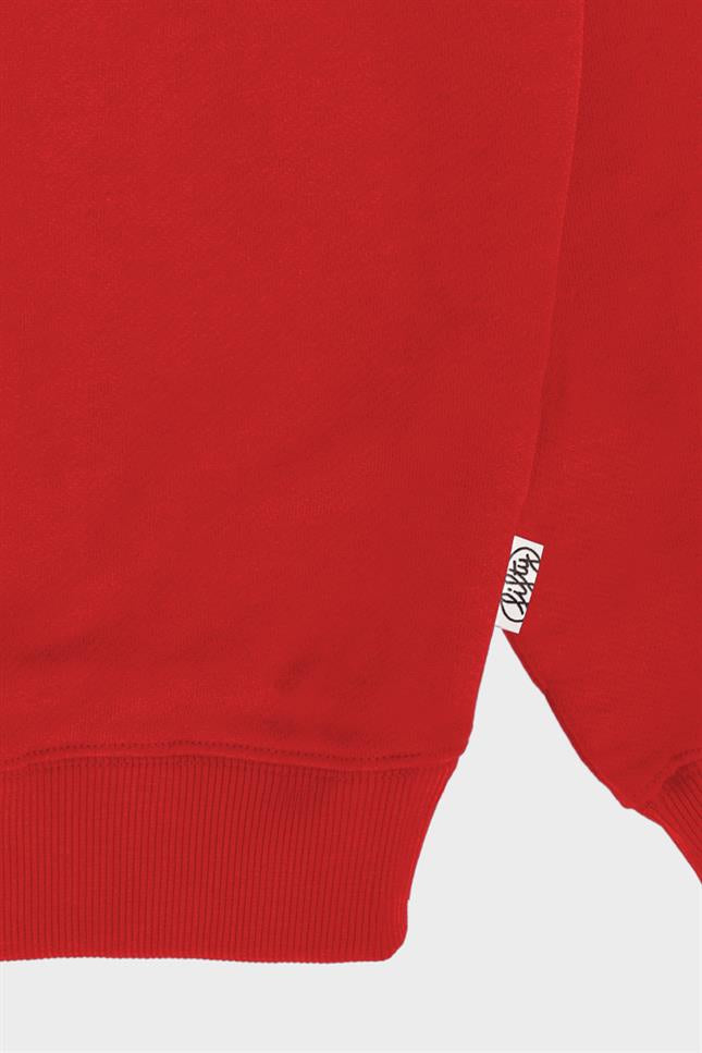 Fifty Pieces-Kırmızı Oversize Sırt Baskılı Sweatshirt-Sweatshirts & Hoodies-11-milagron.live