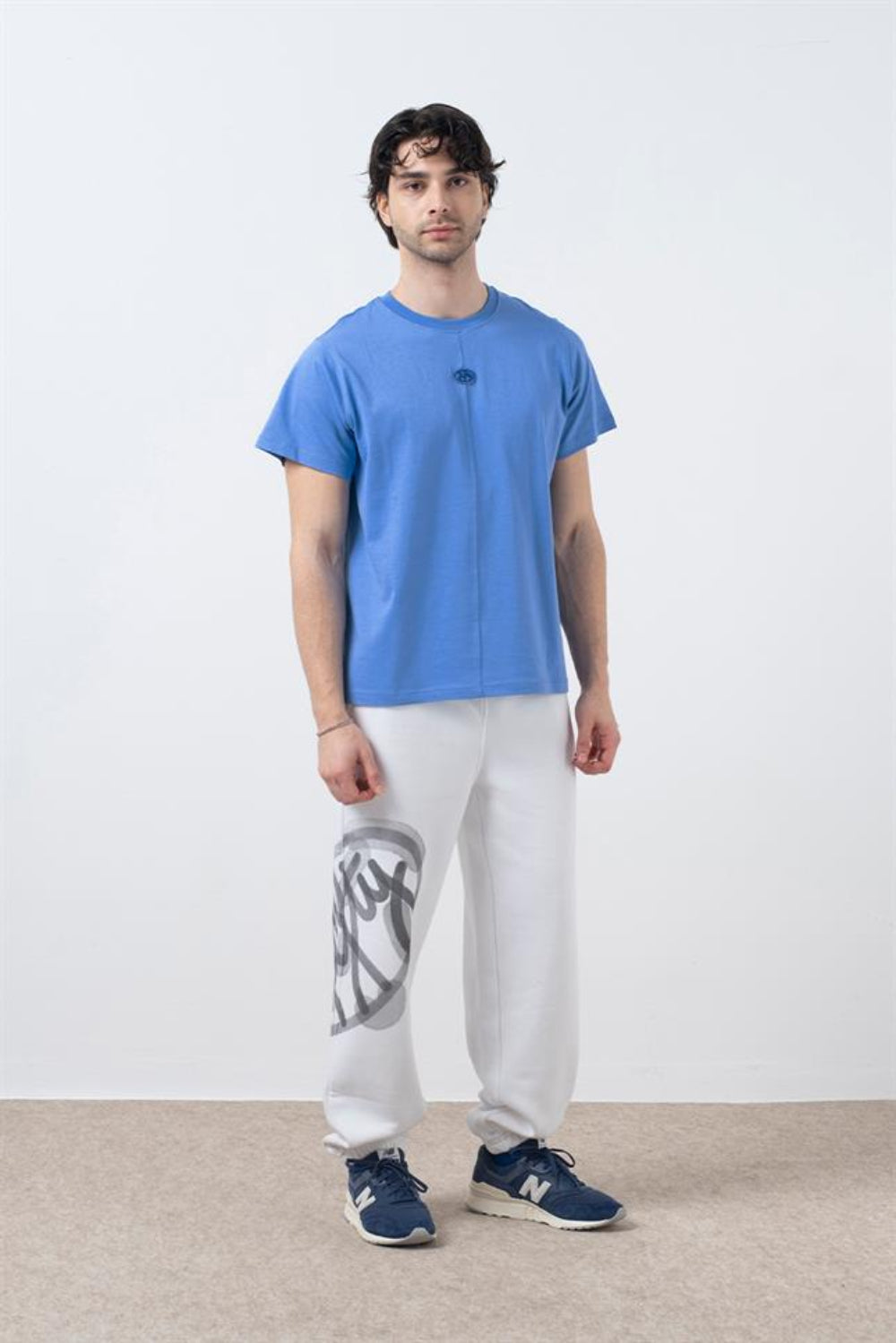 Fifty Pieces-Mavi Regular Fit Sırt Baskılı T-Shirt-T-Shirts-1-milagron.live