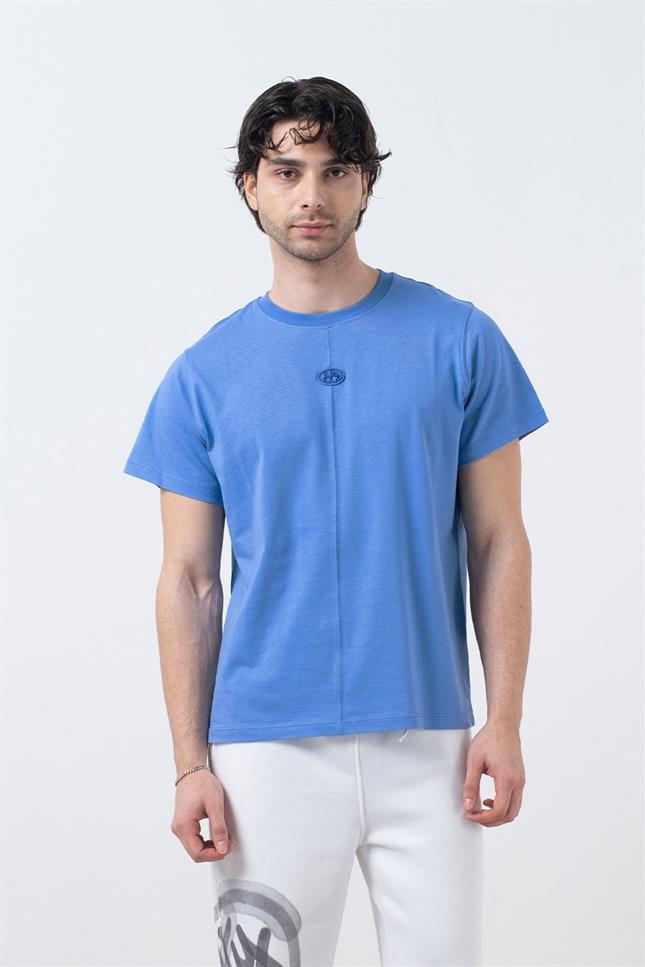 Fifty Pieces-Mavi Regular Fit Sırt Baskılı T-Shirt-T-Shirts-2-milagron.live