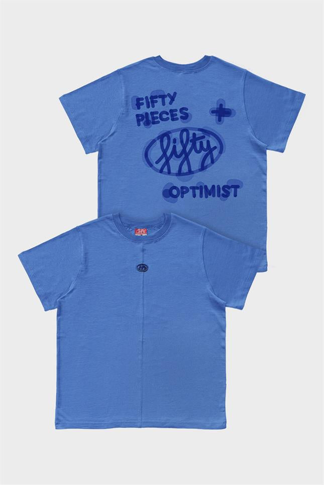Fifty Pieces-Mavi Regular Fit Sırt Baskılı T-Shirt-T-Shirts-6-milagron.live