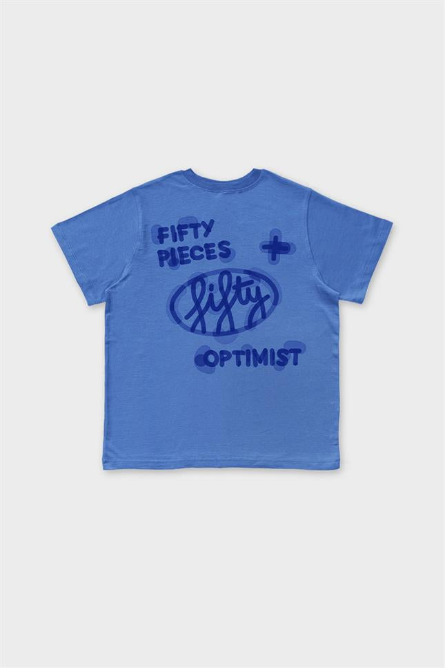 Fifty Pieces-Mavi Regular Fit Sırt Baskılı T-Shirt-T-Shirts-9-milagron.live